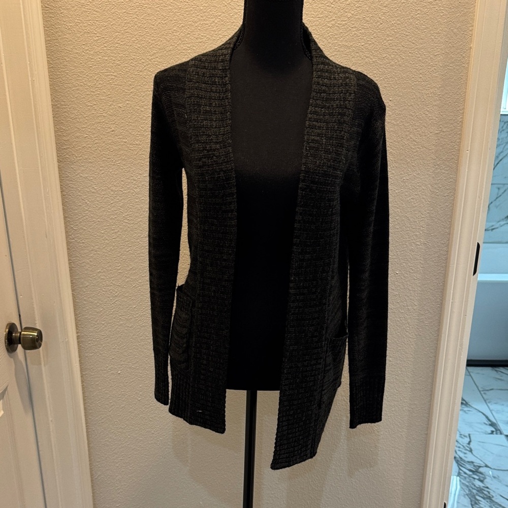 Ambiance Charcoal Open-Front Cardigan